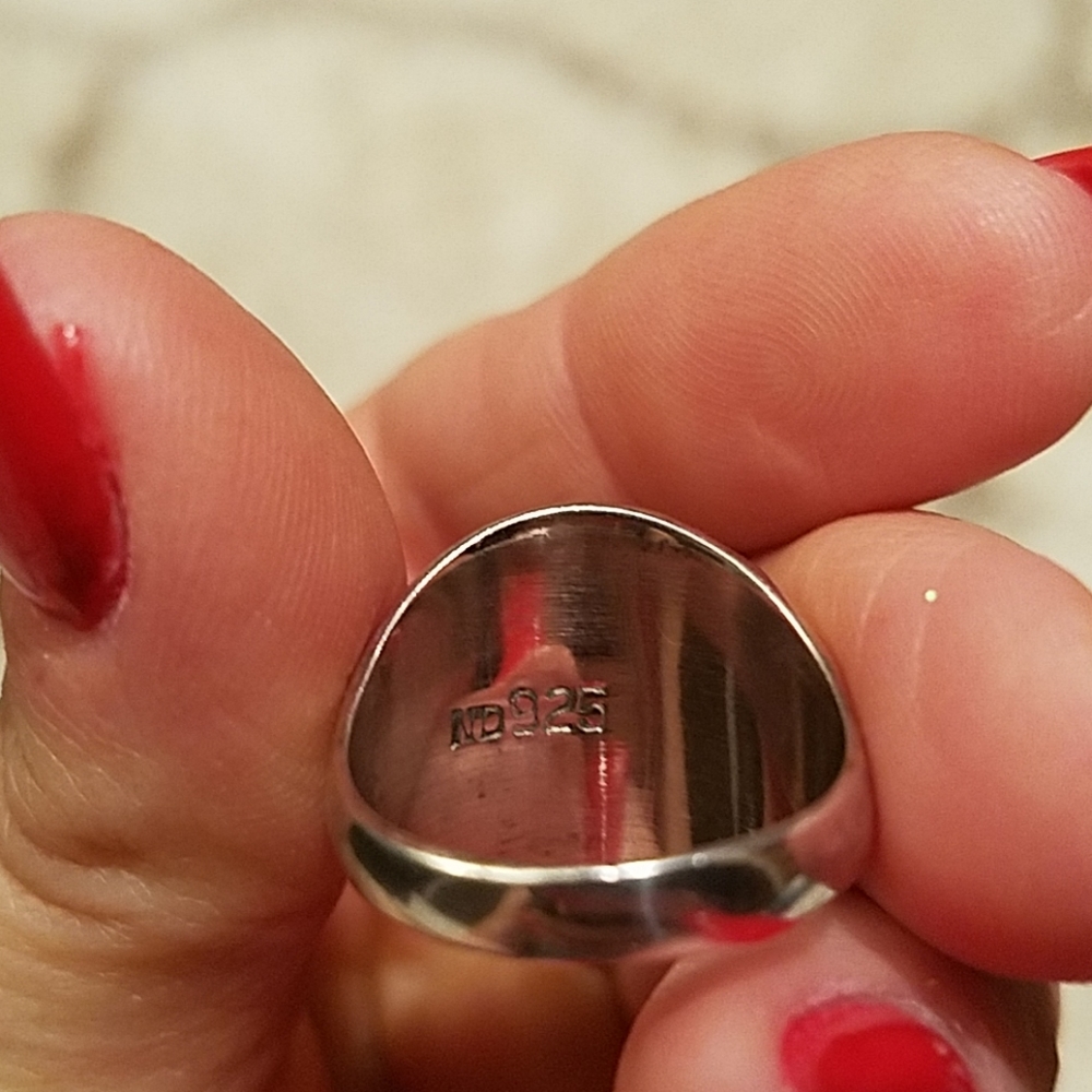 Etched Pattern Silver Ring - image 4